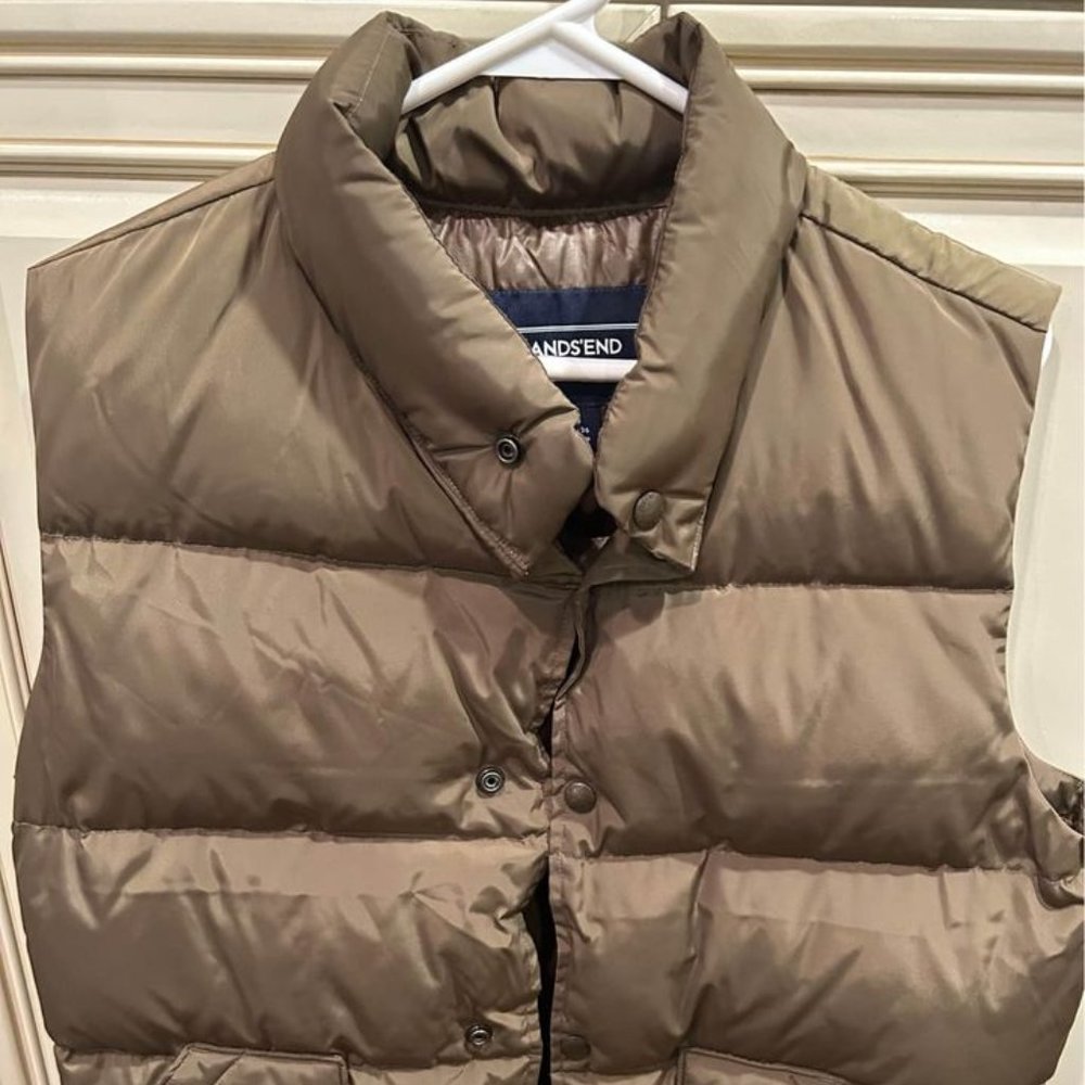 Men’s Puffer Vest Brown Size Small Land's End